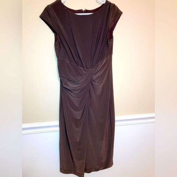 Jones Wear Brown Ruched Dress- Size 6 - Picture 1 of 4